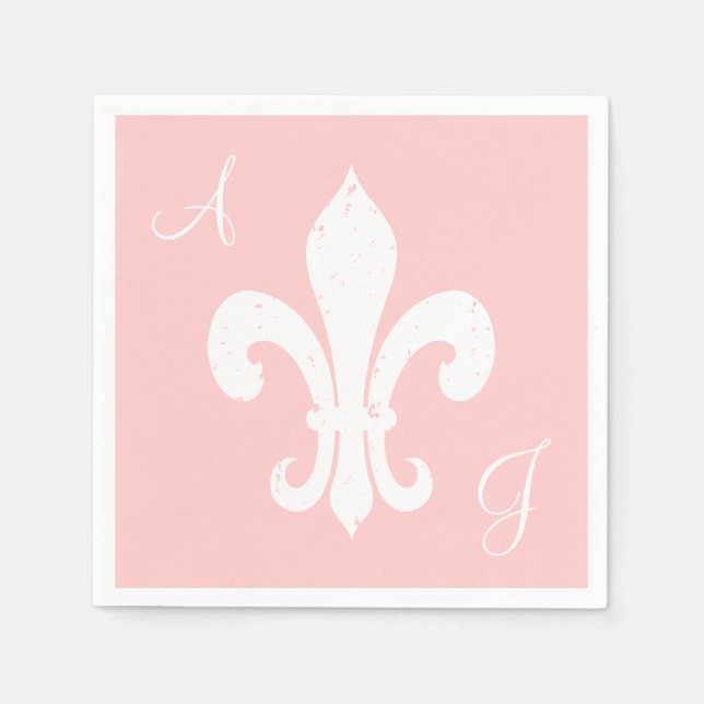 Bride and groom monogram paper napkins for wedding (Front)