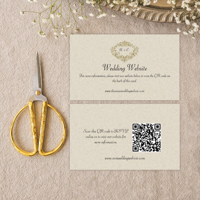 Bride and Groom Monograms Crest Wedding Website  Enclosure Card (Creator Uploaded)