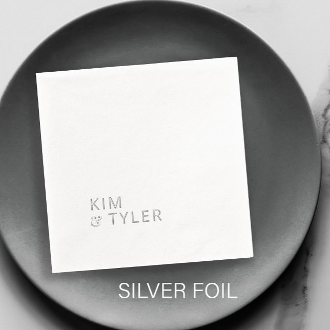 Bride and groom names simple typography wedding foil napkins (Creator Uploaded)