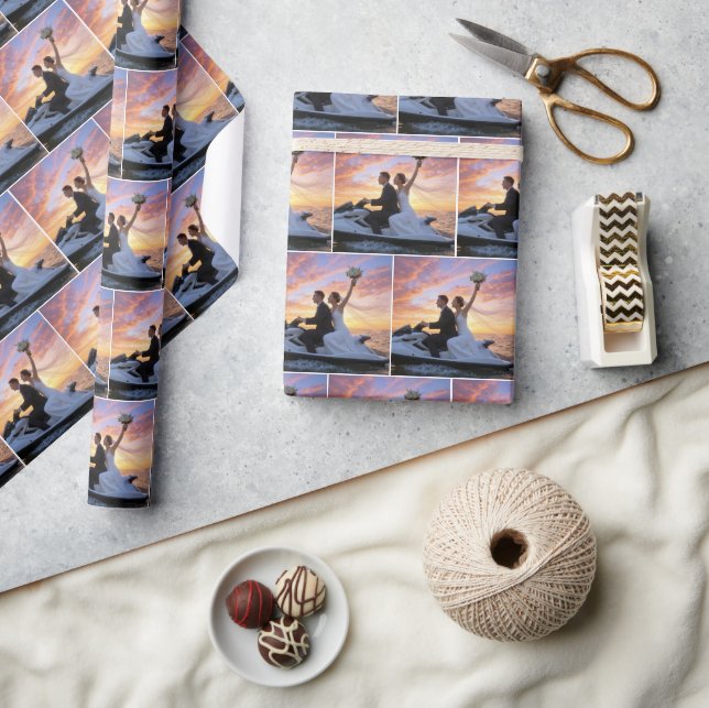 Bride and Groom on a Jet Ski Wrapping Paper (Crafts)