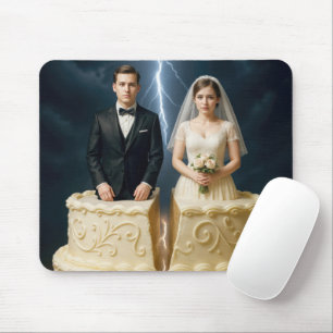 Bride and Groom On a Split Wedding Cake Mouse Pad