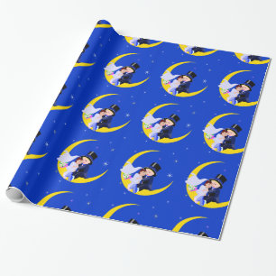 Bride and Groom On Moon Wrapping Paper