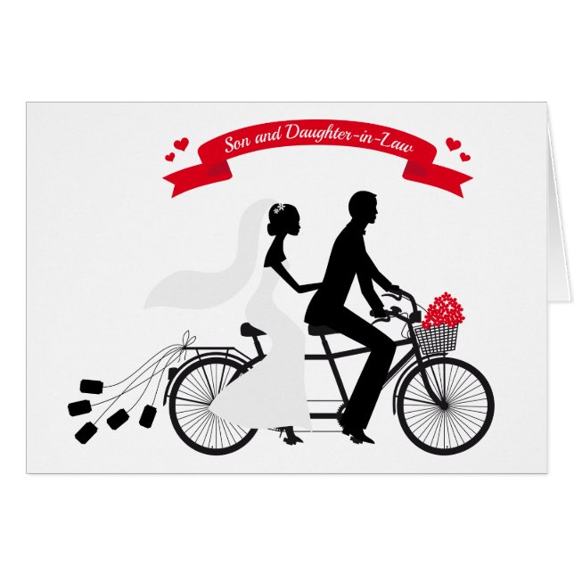 bride and groom on wedding bicycle (Front Horizontal)