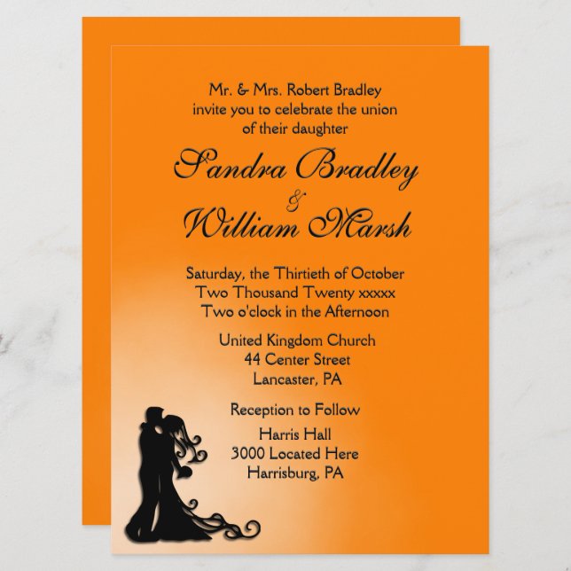 Bride and Groom Orange Invitation (Front/Back)