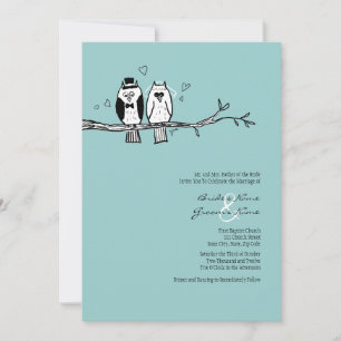Bride and Groom Owls Wedding Invitation