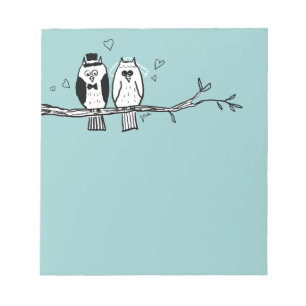 Bride and Groom Owls Wedding Notepad
