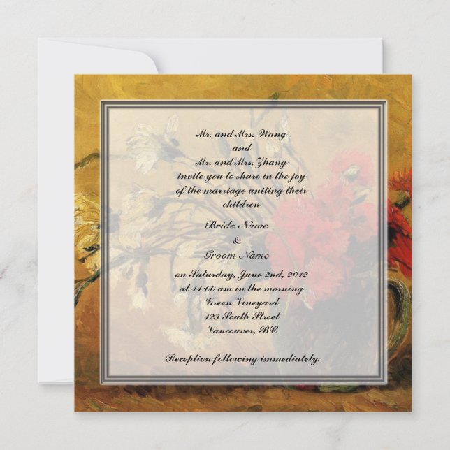 Bride and groom parents'  invitation, van Gogh Invitation (Front)