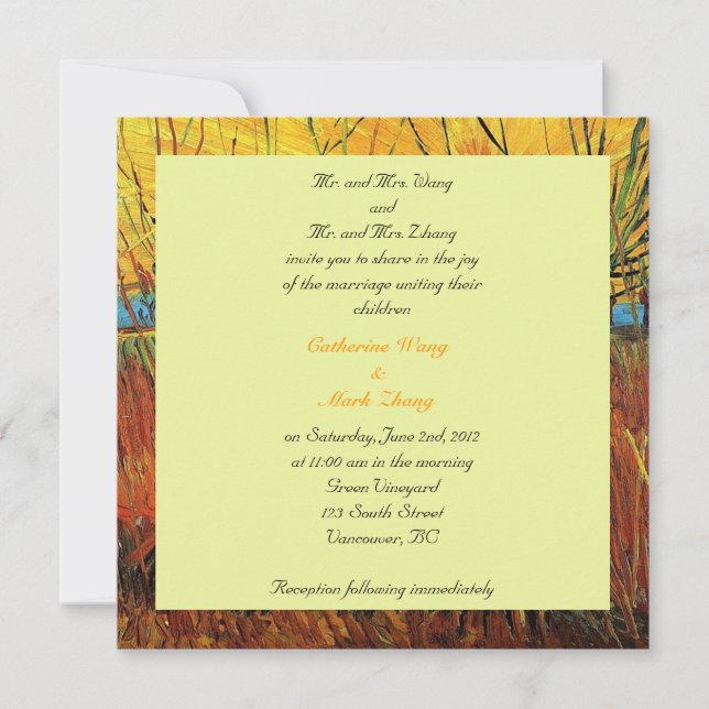 Bride and groom parents'  invitation, wedding invitation (Front)