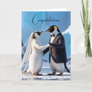 Bride and Groom Penguins On an Iceberg Card