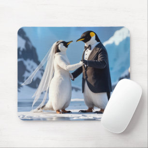 Bride and Groom Penguins On an Iceberg Mouse Pad