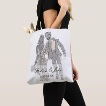 Bride and Groom Personalised Names Elegant Tote