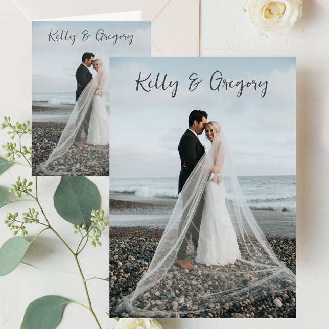 Bride and Groom Photo Wedding  Thank You Card (Bride and Groom Photo Wedding Thank You Card)