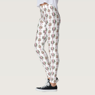 Bride and Groom Pink Rose Flower Wedding Leggings