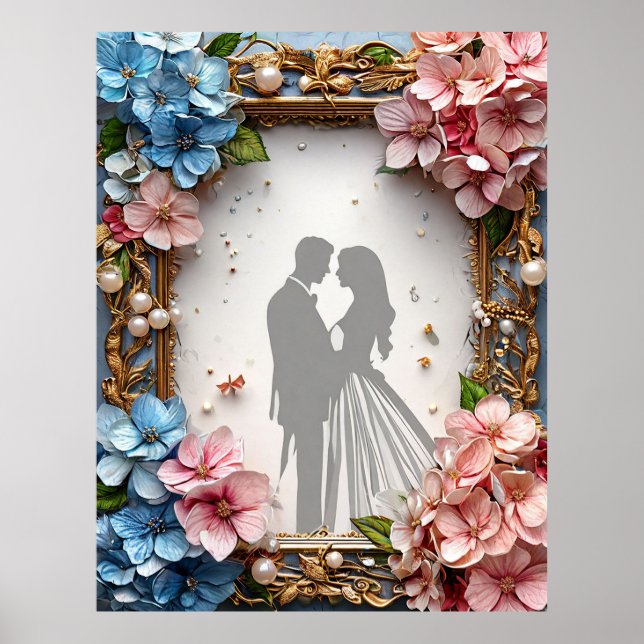 Bride and Groom Romantic Silhouette Love 💍🤍✨ Poster (Front)