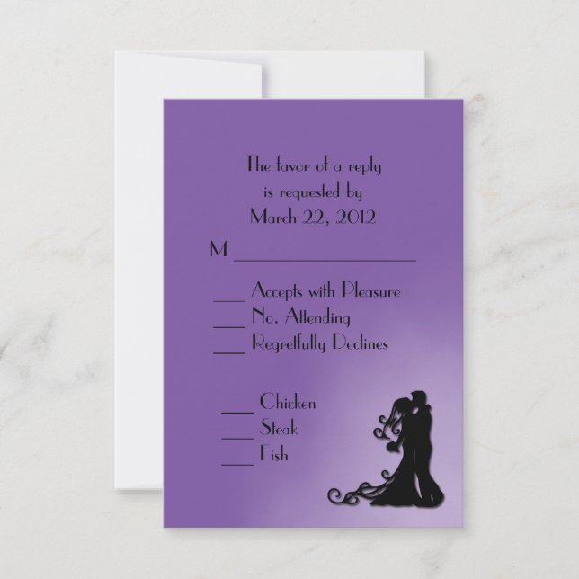 Bride and Groom Royal Purple RSVP with Menu (Front)