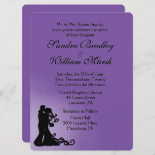 Bride and Groom Royal Purple Wedding Invitation