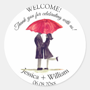 Bride and Groom Rustic Modern Wedding couple  Classic Round Sticker