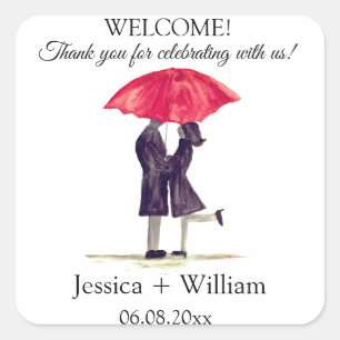 Bride and Groom Rustic Modern Wedding couple Square Sticker