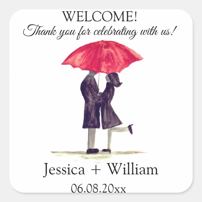 Bride and Groom Rustic Modern Wedding couple Square Sticker (Front)
