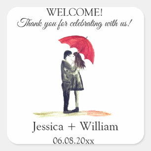 Bride and Groom Rustic Modern Wedding couple Square Sticker