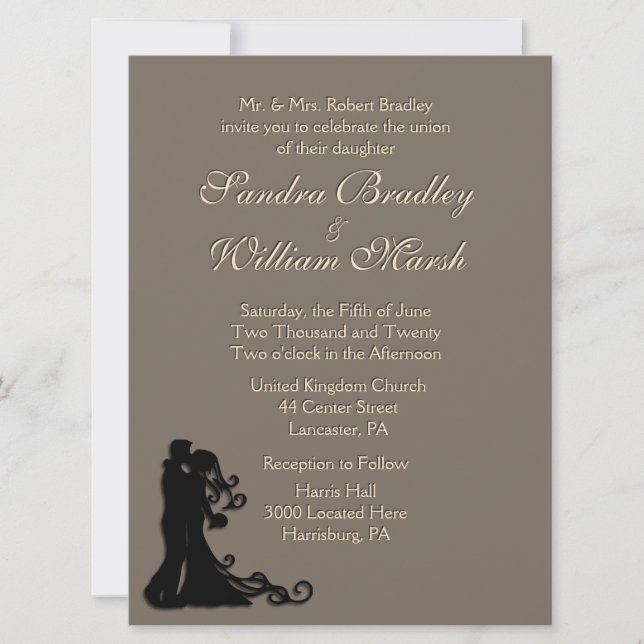 Bride and Groom Sandstone Invitation (Front)