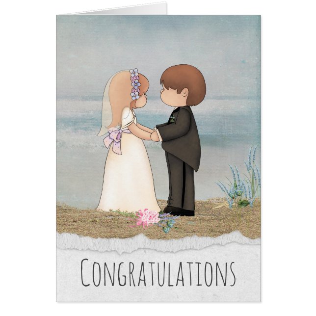 bride and groom sharing vows on beach (Front)