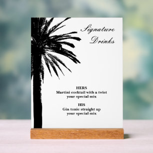 Bride and groom signature cocktail drinks wedding acrylic sign
