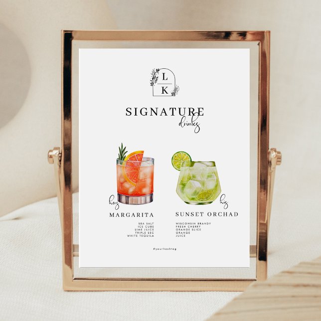 Bride And Groom | Signature Drinks Menu Pedestal Sign (Creator Uploaded)