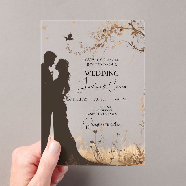 Bride and groom silhouette  acrylic invitations (Insitu (Handheld))