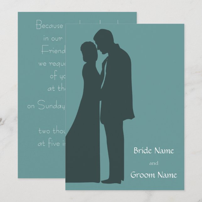 Bride and groom Silhouette Invitation (Front/Back)