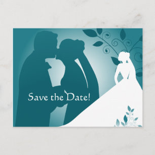 Bride and Groom Silhouette Save The Date Card