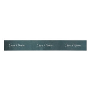Bride and Groom Teal Grosgrain Ribbon
