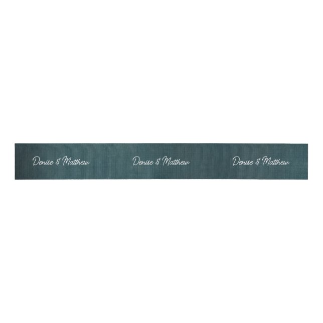 Bride and Groom Teal Grosgrain Ribbon (Front)