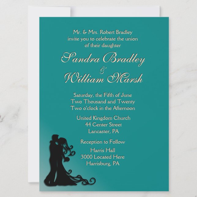 Bride and Groom Teal Invitation (Front)