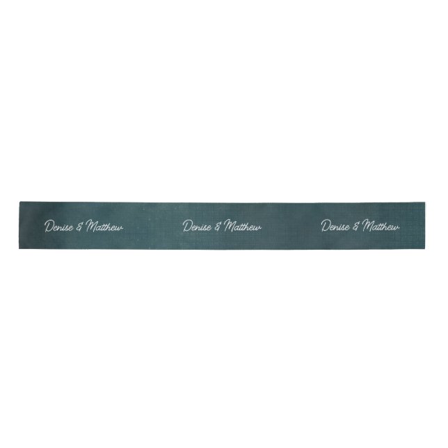 Bride and Groom Teal Satin Ribbon (Front)