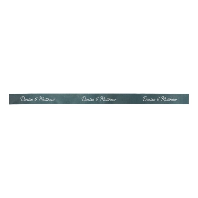 Bride and Groom Teal Satin Ribbon (Front)