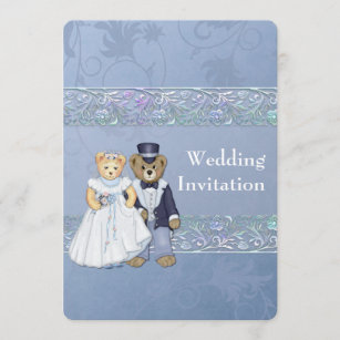 Bride and Groom Teddy Bear Wedding Invitation