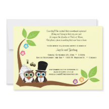 Bride And Groom Tree Owls Wedding Shower Invite