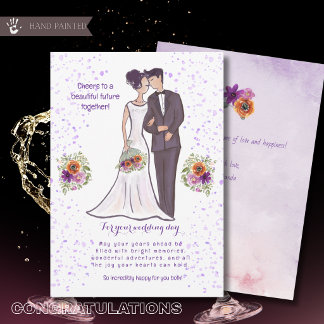 Bride and Groom Watercolor Wedding Congratulation Holiday Card