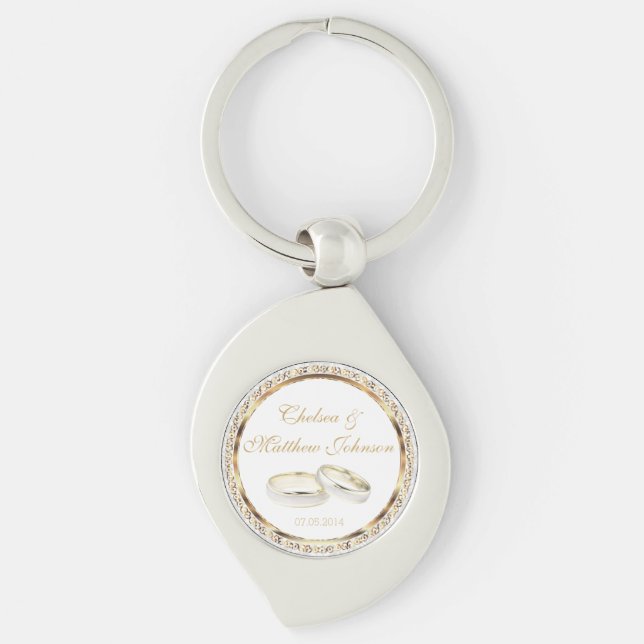 Bride and Groom Wedding Bands Key Ring (Front)