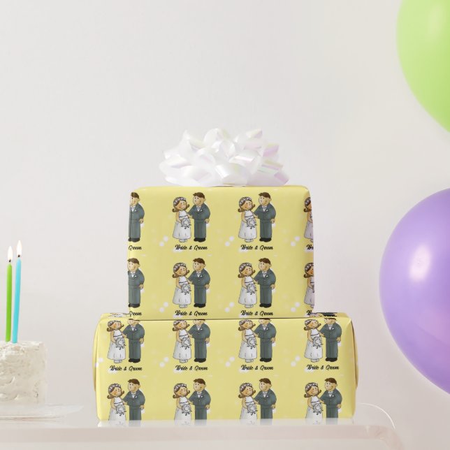 Bride and Groom Wedding Celebration Wrapping Paper (Party Gifts)