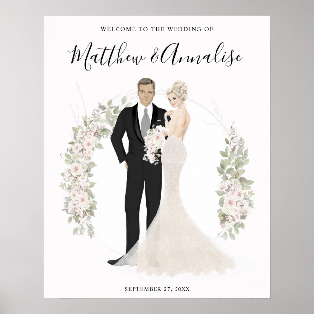 Bride and Groom Wedding Couple Welcome Poster (Front)
