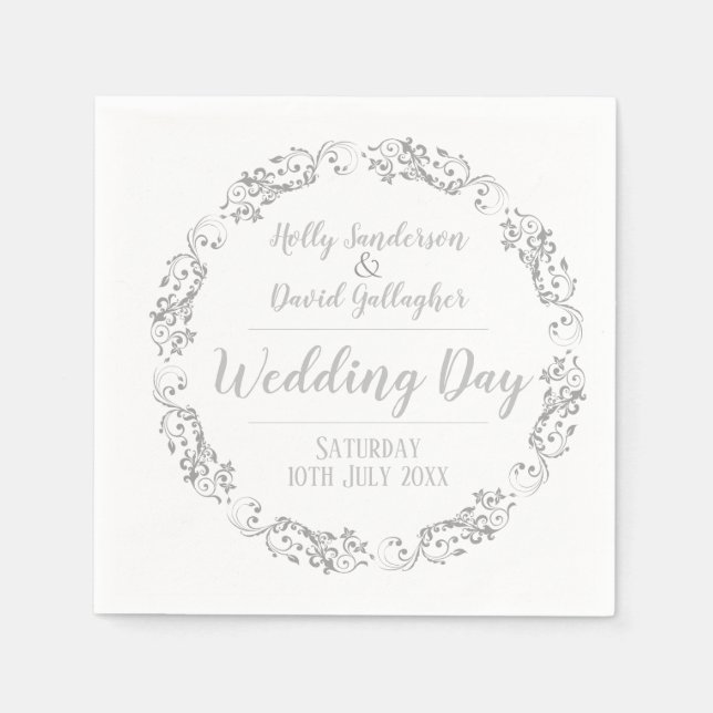 Bride and Groom Wedding Day Napkin (Front)