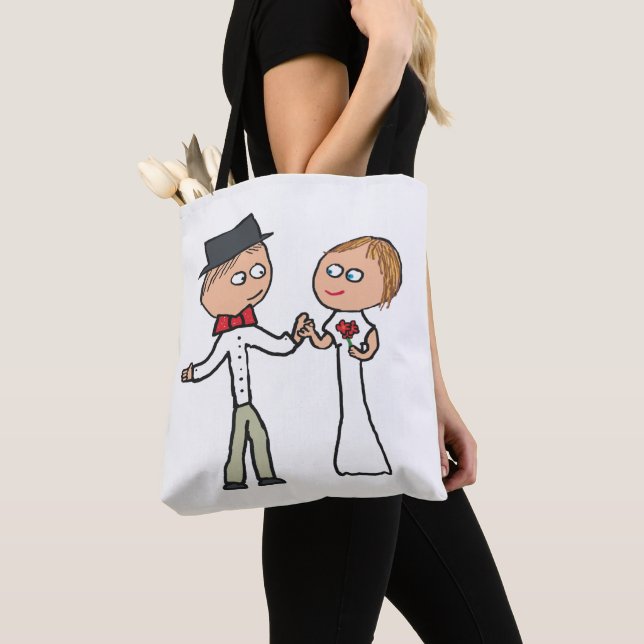 Bride and Groom Wedding Day Tote Bag (Close Up)
