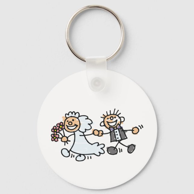 Bride And Groom Wedding Elope Elopement Key Ring (Front)
