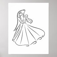 "Bride and Groom Wedding First Dance Line Art 