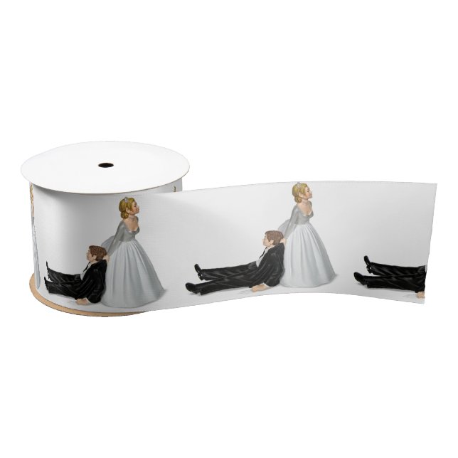 Bride and Groom Wedding Humour Satin Ribbon (Spool)
