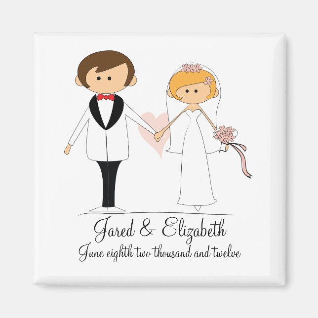 Bride and Groom Wedding Magnet Favours (Front)