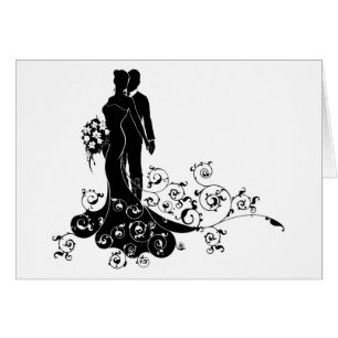 Bride and Groom Wedding Pattern Dress Silhouette