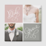 Bride and Groom Wedding Photo Collage Magnet<br><div class="desc">Capture and showcase your special moments with this customisable wedding magnet. Add your favourite pictures from your wedding day to this two-photo bride and groom collage. Other colours are available.</div>